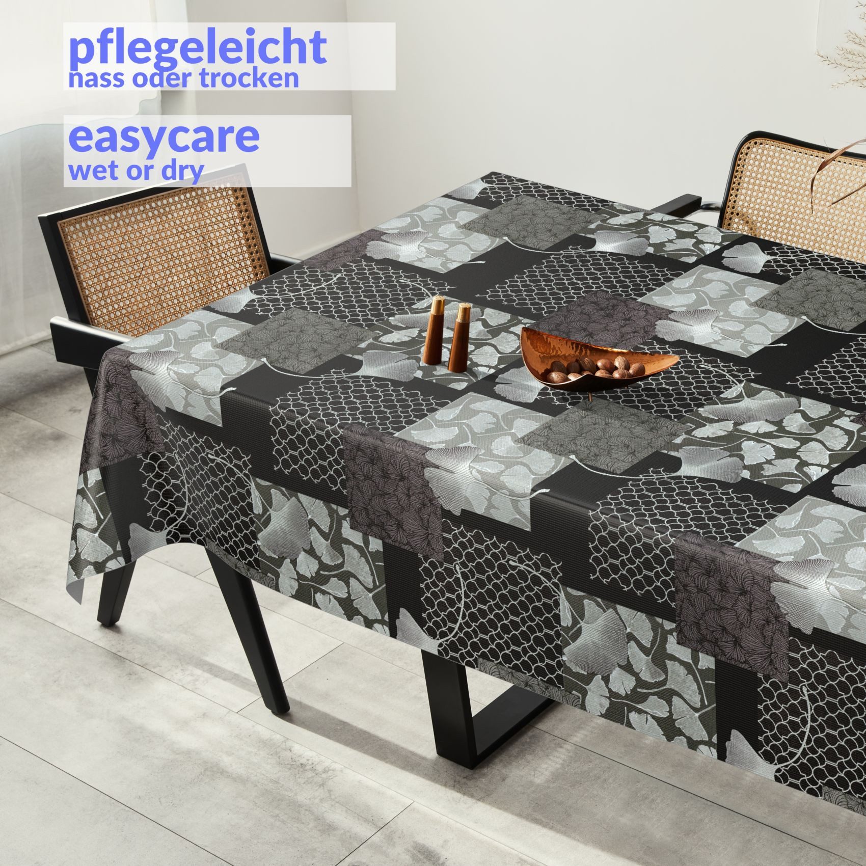 ANRO Tischdecke Besonders Feine Wachstuchtischdecke Premium Gartentischdecke (Einzelstück 1-tlg), Prägung 140x100cm wasserabweisend