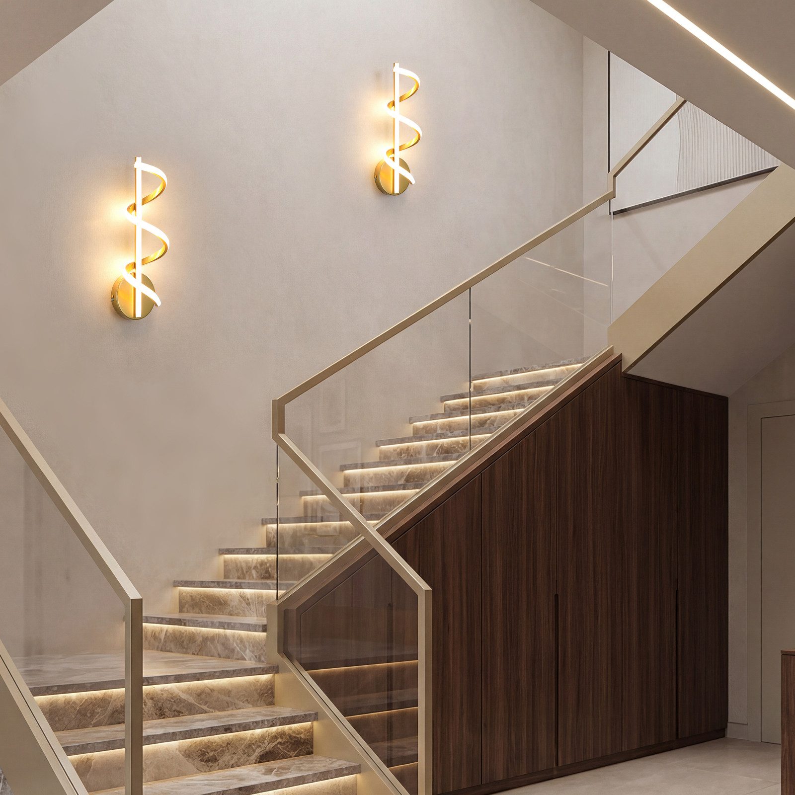 BlingBin LED Wandleuchte LED Wandlampe 21W, Warmweiß 3000K Wandleuchte Innen 2100lm, Innenbeleuchtung, LED fest integriert, Warmweiß, Kreative Kurvendesign,für Wohnzimmer, Schlafzimmer, Flur und Treppen