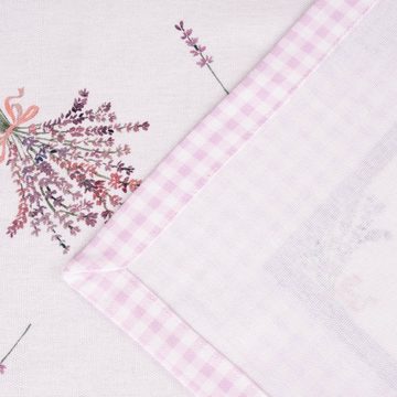 SCHÖNER LEBEN. Tischdecke Clayre & Eef Tischdecke Lavendel Karo weiß lila 130x180cm, Kuvertsaum