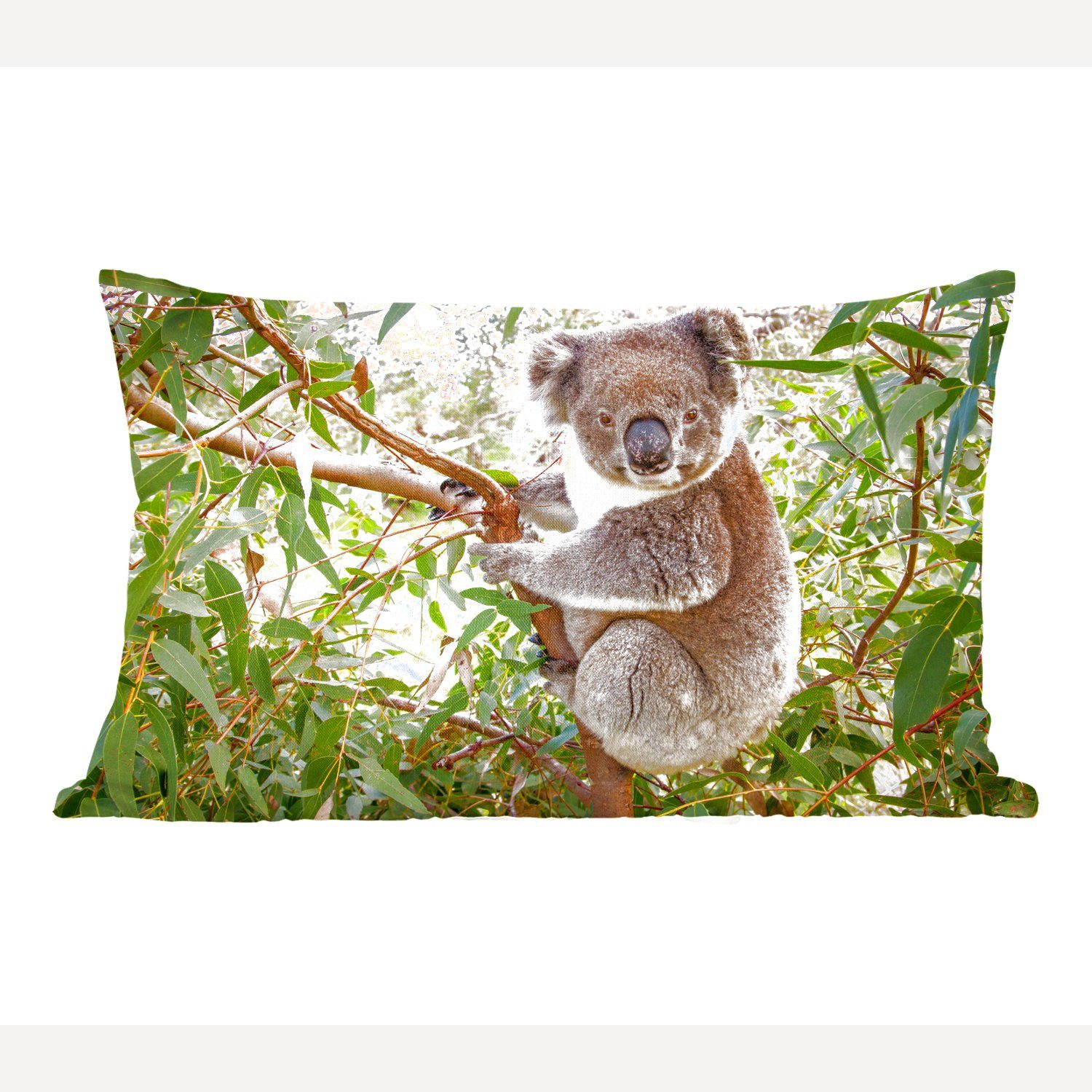 MuchoWow Dekokissen Koala - Blätter - Kinder - Jungen - Mädchen, Wohzimmer Dekoration, Zierkissen, Dekokissen mit Füllung, Schlafzimmer