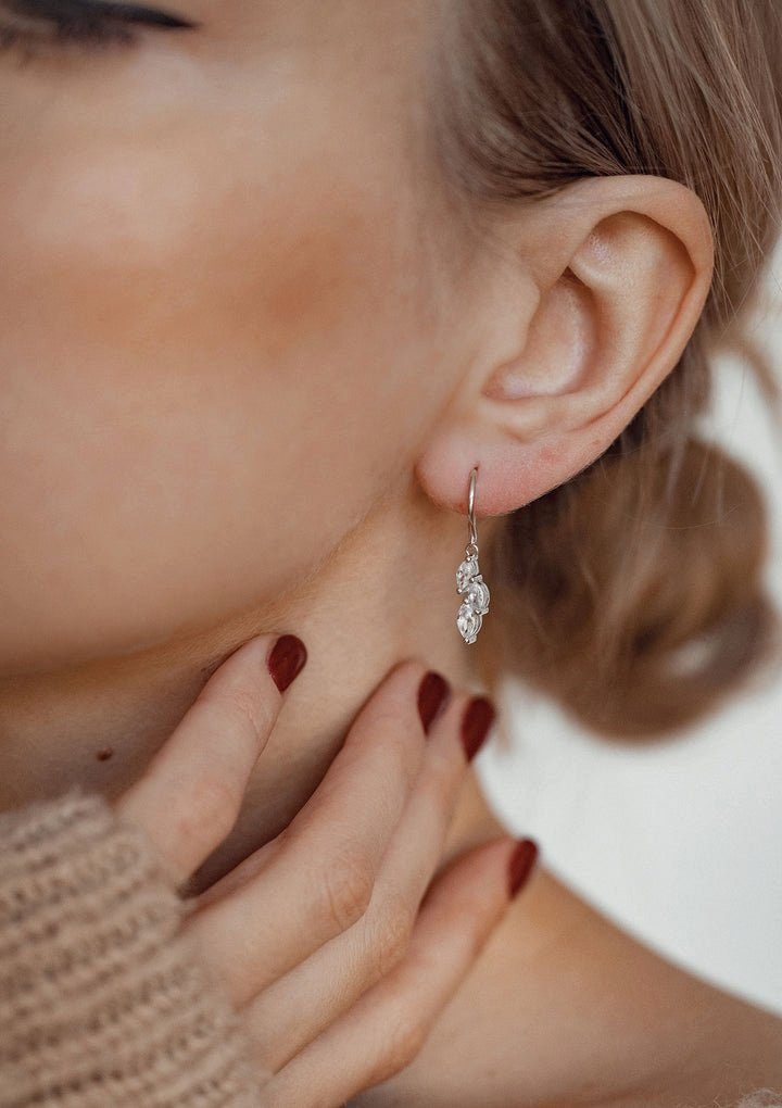 Hey Happiness Paar Ohrhänger Tropfen Kristalle, Damen Silber Ohrringe, Silb günstig online kaufen