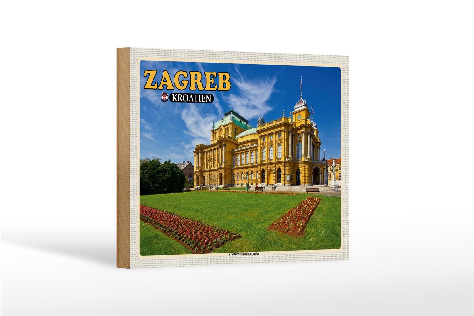Femer GmbH Holzbild Reise 18x12 cm Zagreb Kroatien Nationaltheater, (1 St), Glatte Holzfaserplatte (MDF), vorn beschichtet