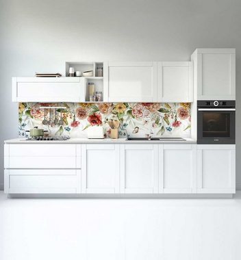MyMaxxi Dekorationsfolie Küchenrückwand Bunte schöne Blumen selbstklebend Spritzschutz Folie