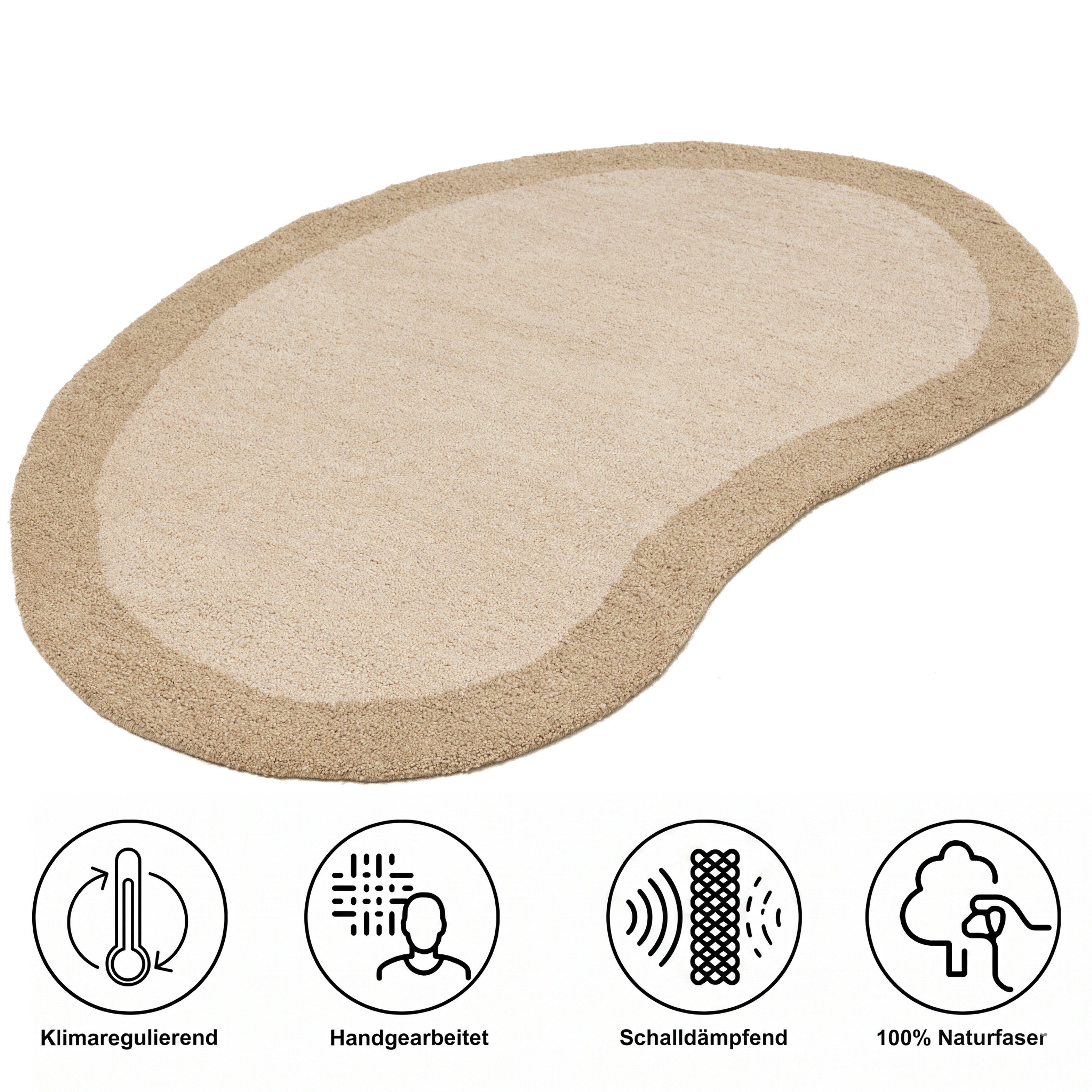 THEKO Wollteppich Gabbeh Super, Handweb, auch als Läufer erhältlich, reine Wolle, oval, Höhe: 9 mm, Schlafzimmer, Wohnzimmer, Esszimmer, auch als Bettumrandung
