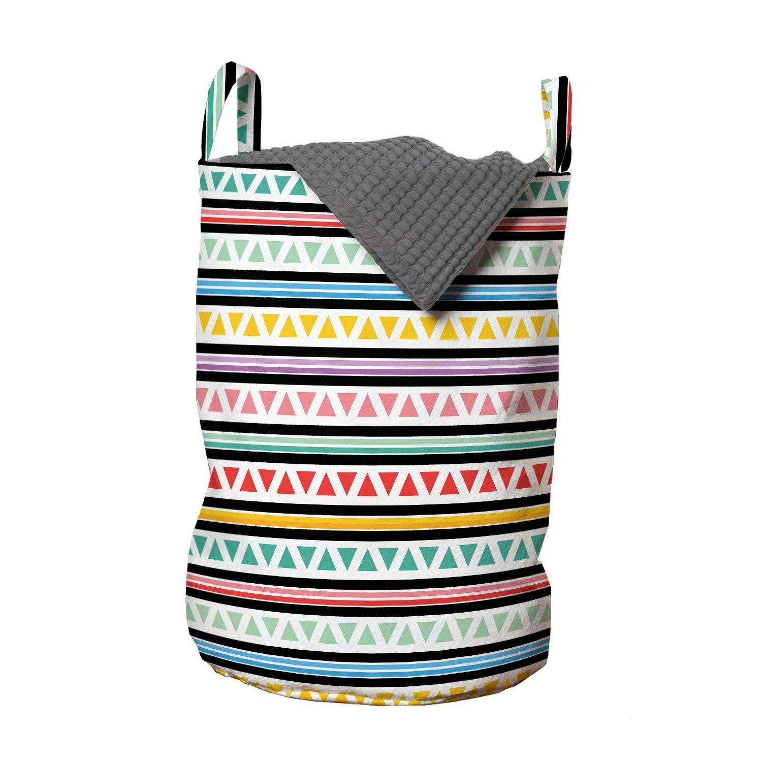 Abakuhaus Wäschesäckchen Wäschekorb mit Griffen Kordelzugverschluss für Waschsalons, Bunt Stripes Triangles | Wäschesäcke