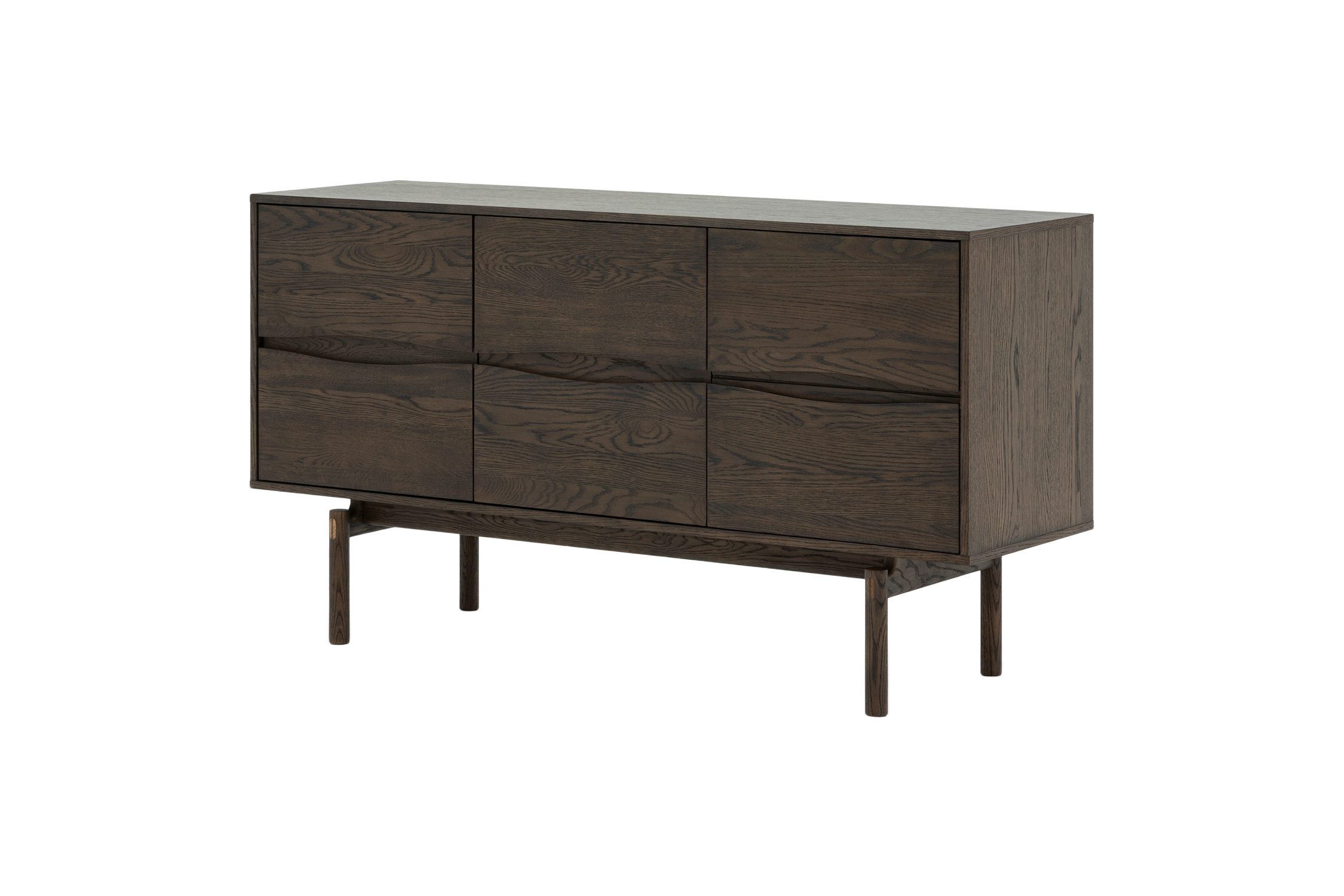 Woodek Design Sideboard CELESTE aus massiver Eiche, Espresso (Espresso matt lackiert, 1 St., Schubladen und Türen mit Soft-Close-System), Breite 150 cm, Höhe 82 cm, Tiefe 45 cm