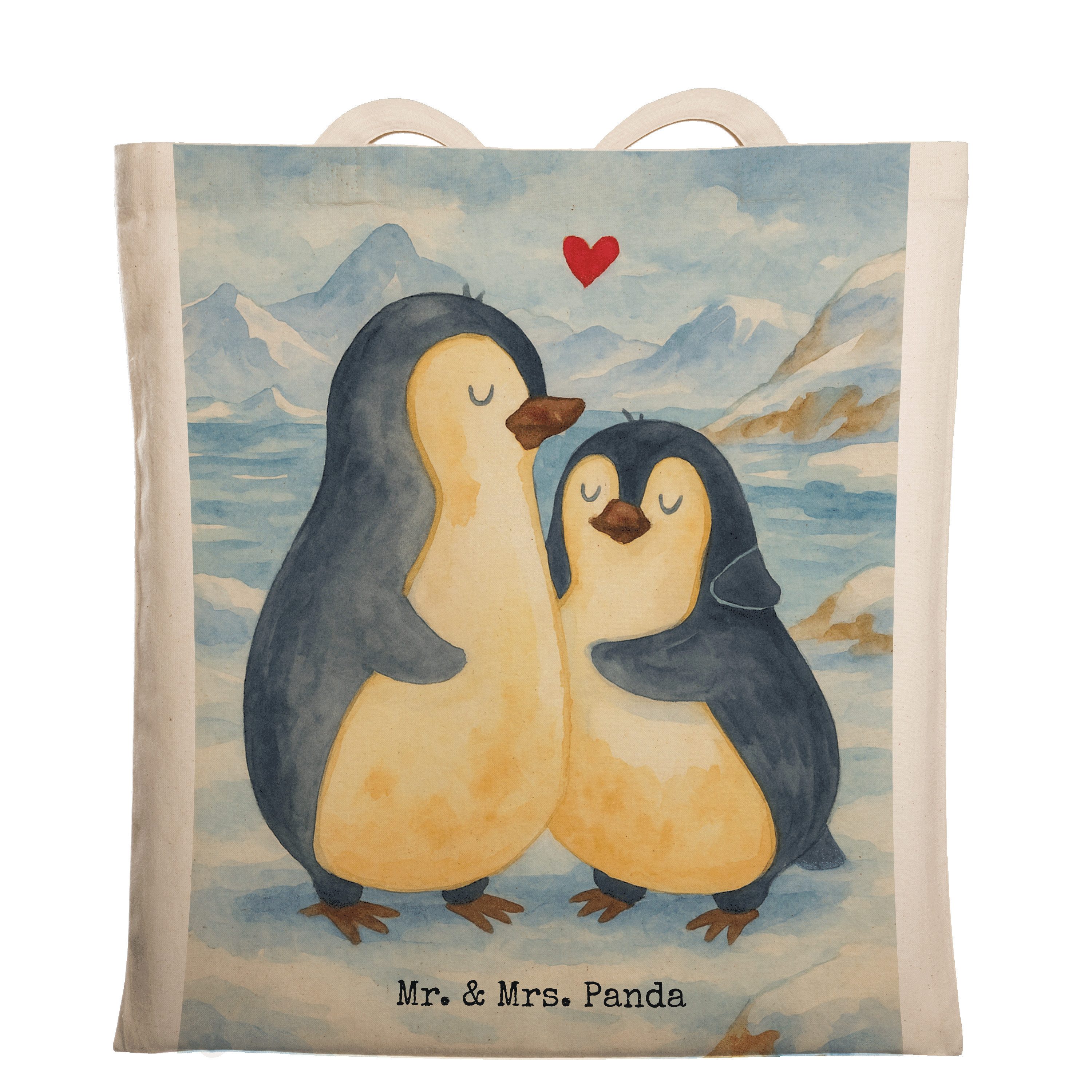 Tragetasche Pinguin umarmen Design, Tote Bag, Weiß, Umarmung Verliebt, Hochzeitst