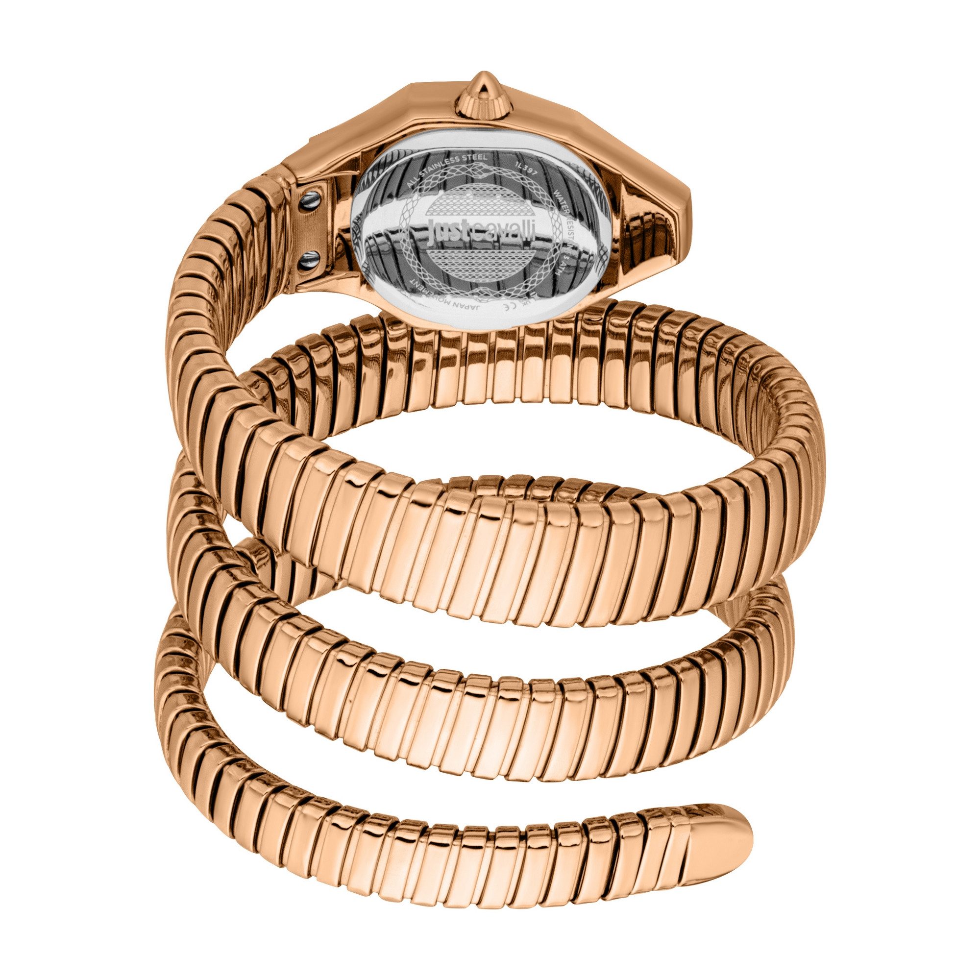 Just Cavalli Time Quarzuhr Signature Snake JC1L397M0055, Armbanduhr, Damenuhr, Edelstahlarmband, analog, Kristallsteine