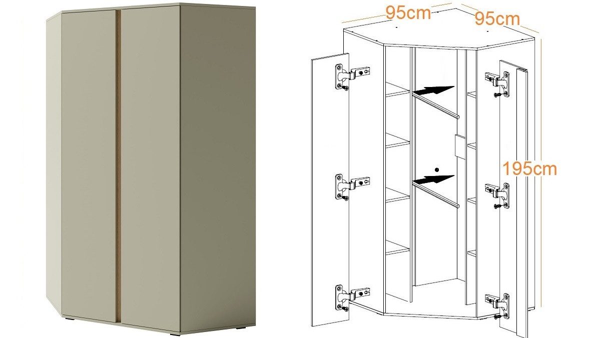 Marmex Möbel Eckkleiderschrank LUCA LC2 moderner günstig online kaufen