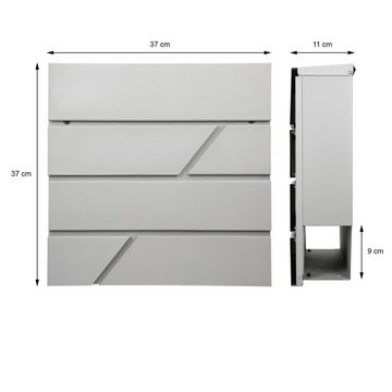 ML-DESIGN Standbriefkasten Designnriefkasten Briefkastenanlage Postkasten, Zeitungsfach mit Pfosten Anthrazit 120cm Kasten Hellgrau 37x11x37cm