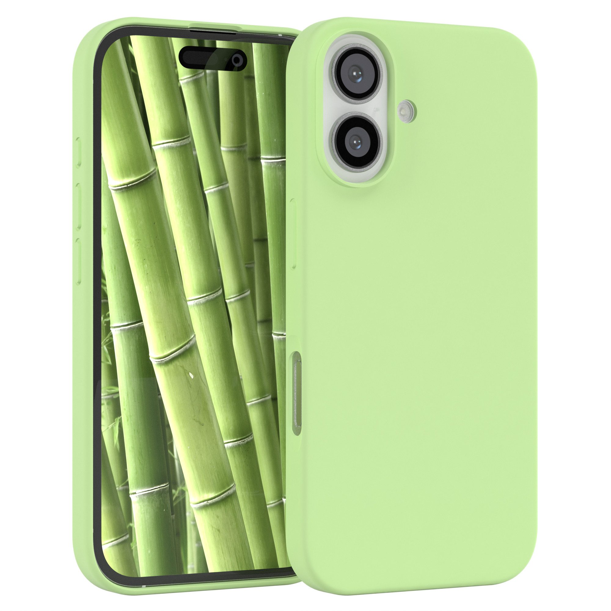 EAZY CASE Handyhülle Premium Silikon Case für Apple iPhone 16 6,1 Zoll, Bumper Case kratzfest Hülle mit Kameraschutz Handycover Softcase Grün