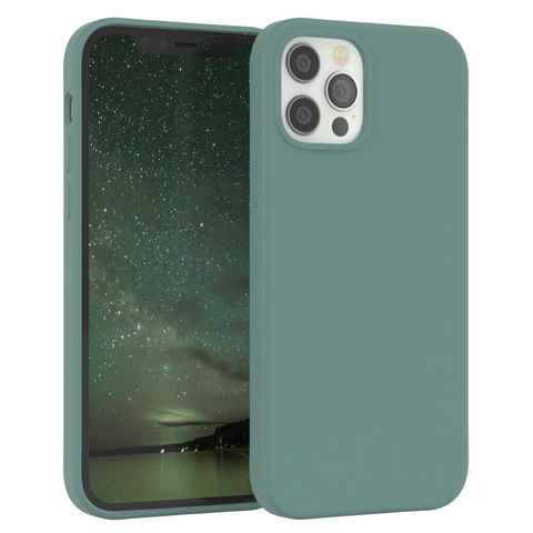 EAZY CASE Handyhülle Premium Silikon Case für iPhone 12 / iPhone 12 Pro 6,1 Zoll, Silikonhülle Slimcover mit Displayschutz Hülle Cover Grün / Nachtgrün