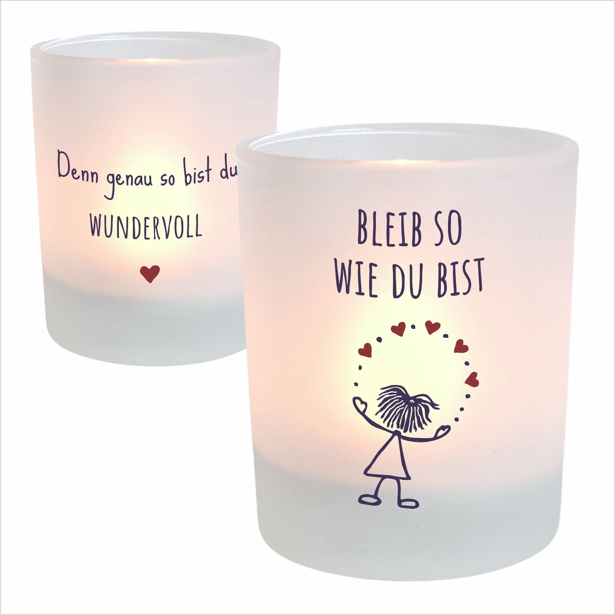 KÜSTENGLÜCK Windlicht Bleib so; Geschenkidee Geburtstag; Teelichtglas mit Spruch (1 St), aus Glas