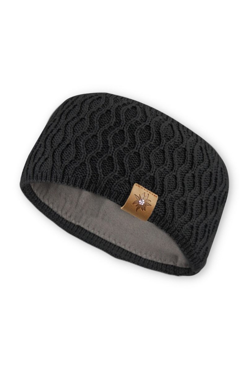 Bavarian Caps Strickmütze Stirnband Damen - GLITZER-EDELWEIß - dunkelgrau, mittelgrau