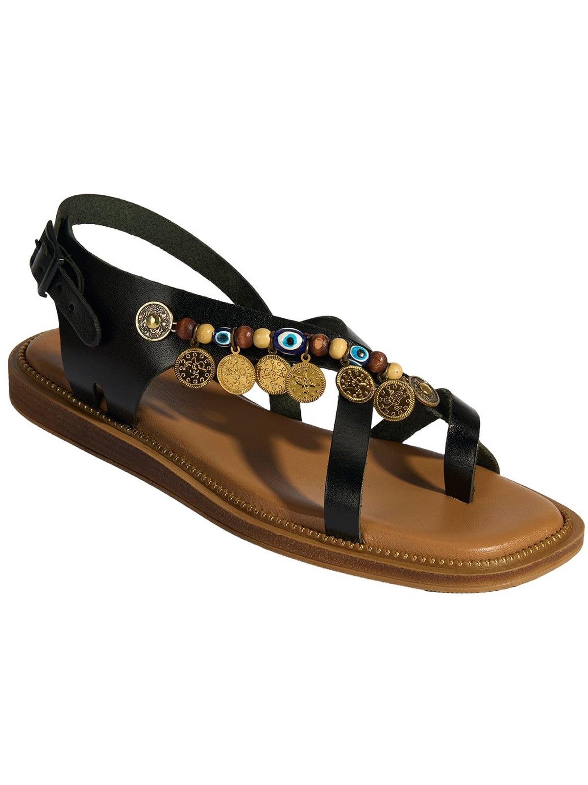 Desa Damen-Sandalen – Atmungsaktives Obermaterial und Futter aus Leder, fl Slipper