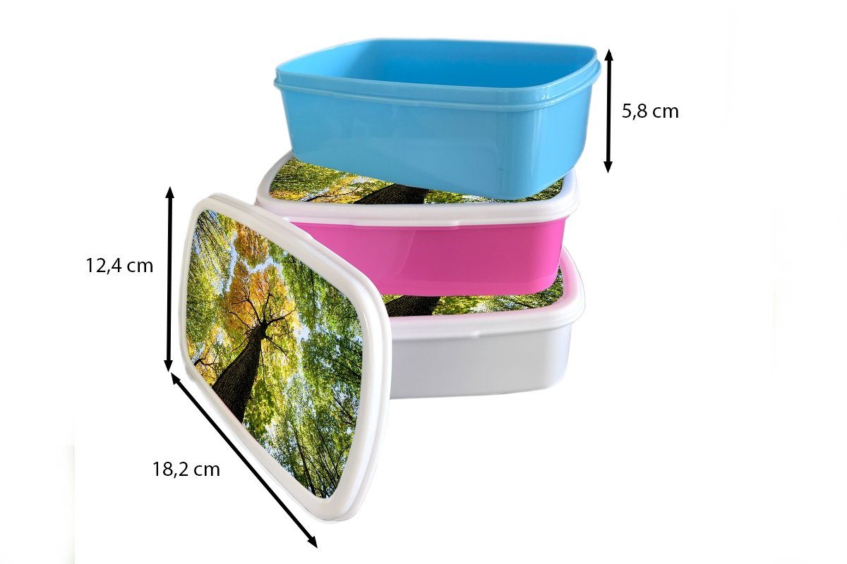 rosa Brotdose für Kinder, Lunchbox MuchoWow (2-tlg), Baum Wald, Kunststoff, Brotbox - Snackbox, Erwachsene, Natur Kunststoff - Mädchen,