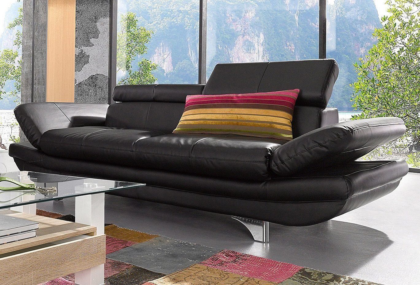 COTTA Polstergarnitur Enterprise, (Set), Set bestehend aus: 2-Sitzer mit Kopfteilverstellung & Hocker