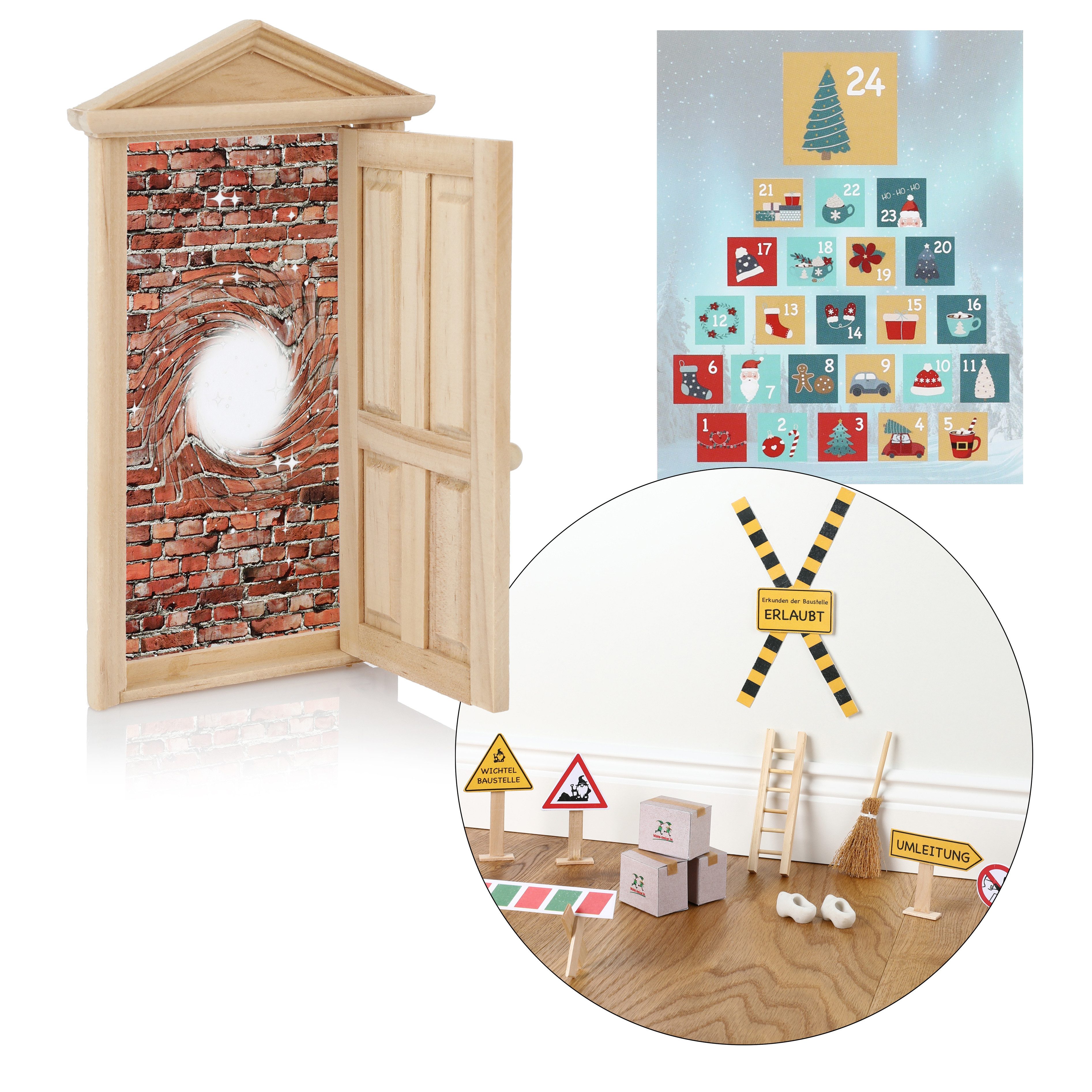 Nordstern DIY-Adventskalender Wichteltür-Set mit Wichtelbriefen, Baustelle uvm. (41-tlg), DIY-Dekoration – Bild 5 von 5