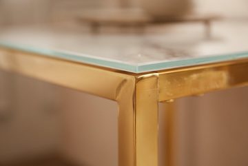 riess-ambiente Beistelltisch ELEGANCE 40cm weiß / gold (Set, 2-St), Wohnzimmer · Kristallglas · Metall · eckig · Marmor-Dekor · Barock