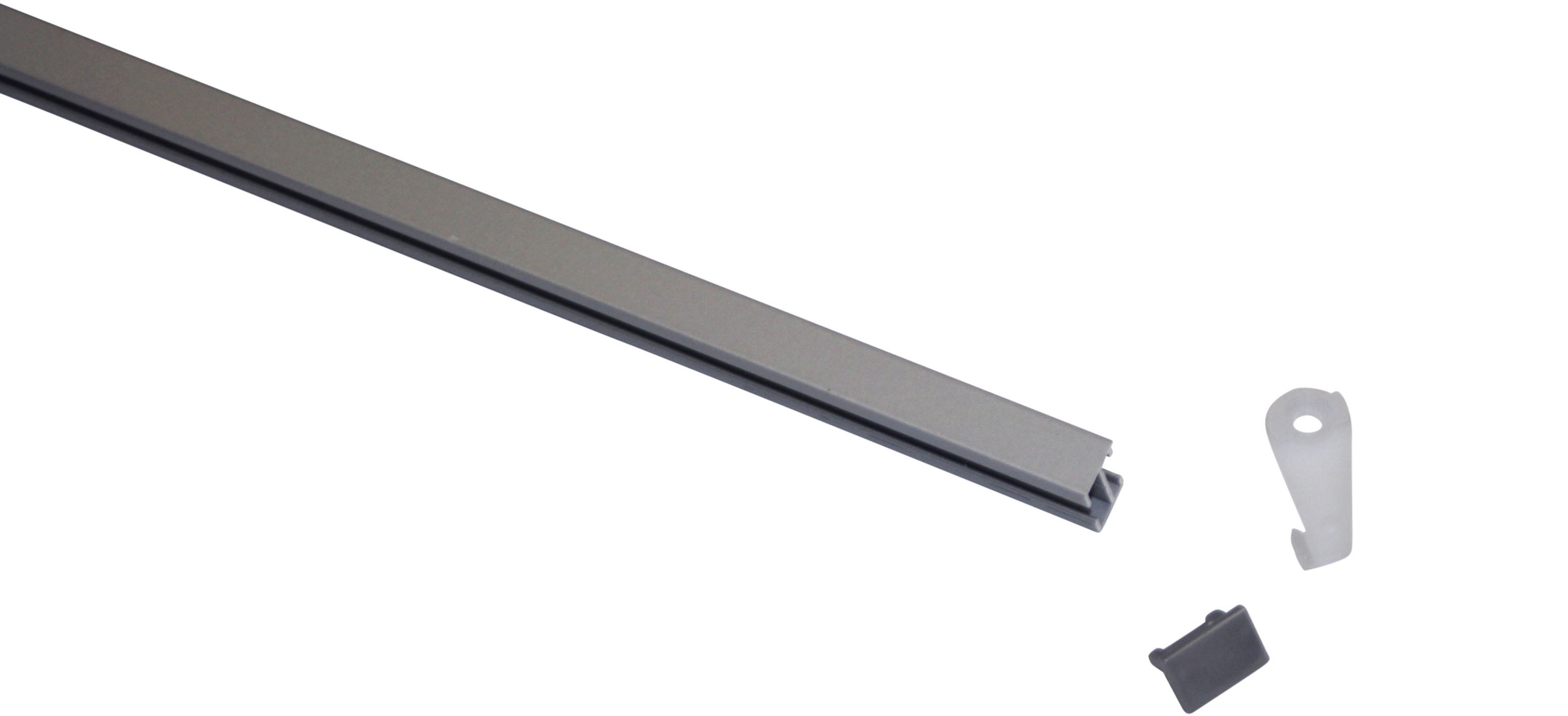 GARDINIA Vorhangschiene Aluminium-Vorhangschienen Set 1-Lauf Lucy, 1-läufig, mit Bohren, Aluminium, mit Bohren, Deckenmontage, Aluminium, Deckenträger aus Kunststoff