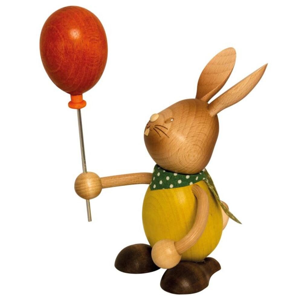 Kuhnert Osterfigur Stupsi mit Luftballon – Osterdekoration Frühling Erzgebirge (1 St), Hase 11 cm, Osterfigur, Frühlingsdekoration, Erzgebirge