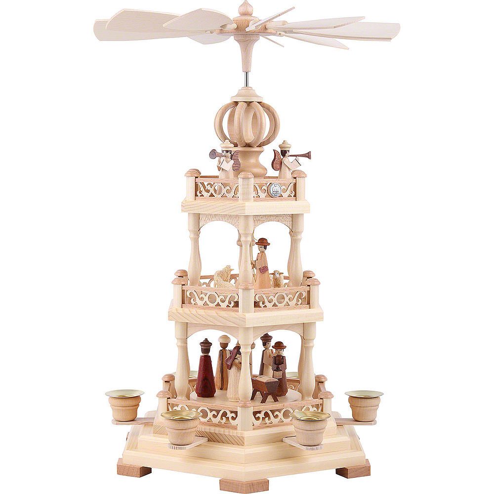 Müller Kleinkunst GmbH Seiffen Weihnachtspyramide 3-stöckige Pyramide Heilige Geschichte (44cm) von Müller Kleinkunst