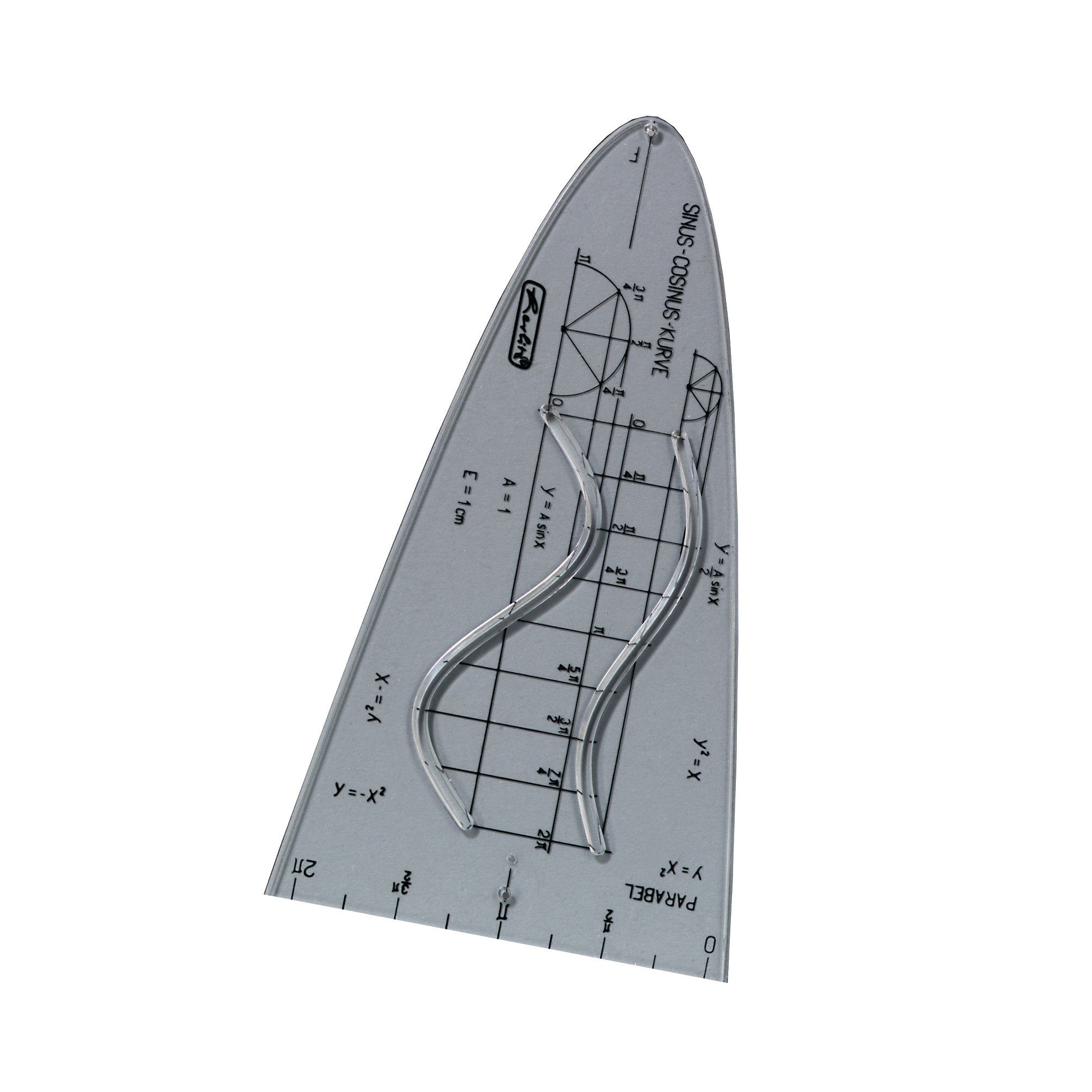 Herlitz Kurvenlineal herlitz Einheitsparabel, transparent, Kunststoff, mit Sinus Kosinus Ku