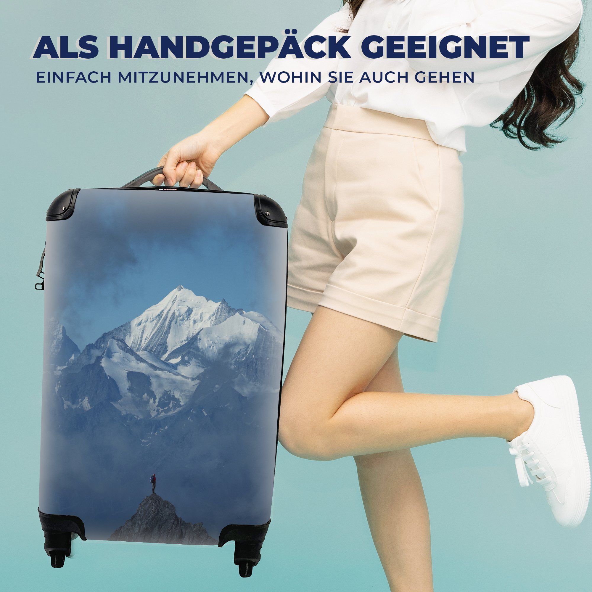 MuchoWow Handgepäckkoffer Alpen - Schweiz, Rollen, mit - Handgepäck rollen, für 4 Trolley, Reisetasche Schnee Reisekoffer Ferien