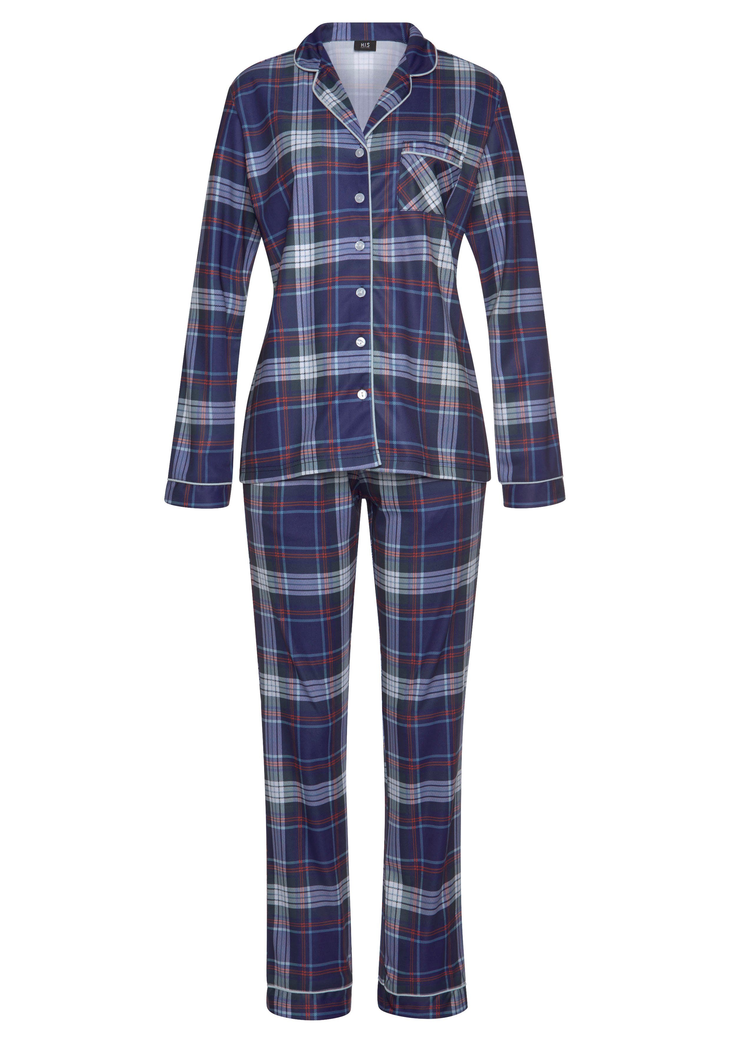 H.I.S Pyjama (Set, 2 tlg) mit aus Flanell Allover-Karomuster