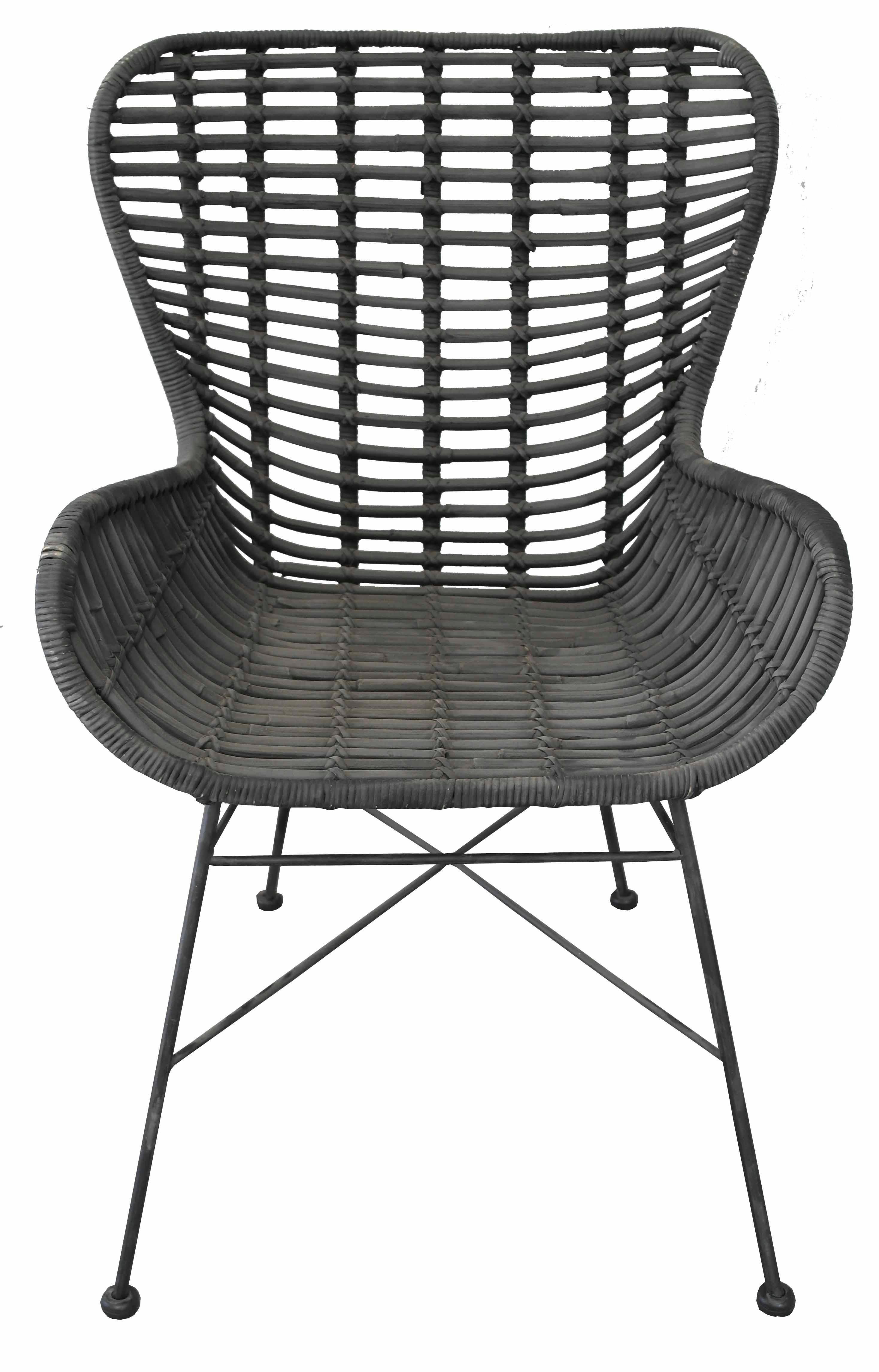 SIT Sessel Rennes Rattan-Sessel mit Armlehnen & stabilem Metallgestell, Handgefertigter Rattan-Sessel mit geschwungenen Armlehnen