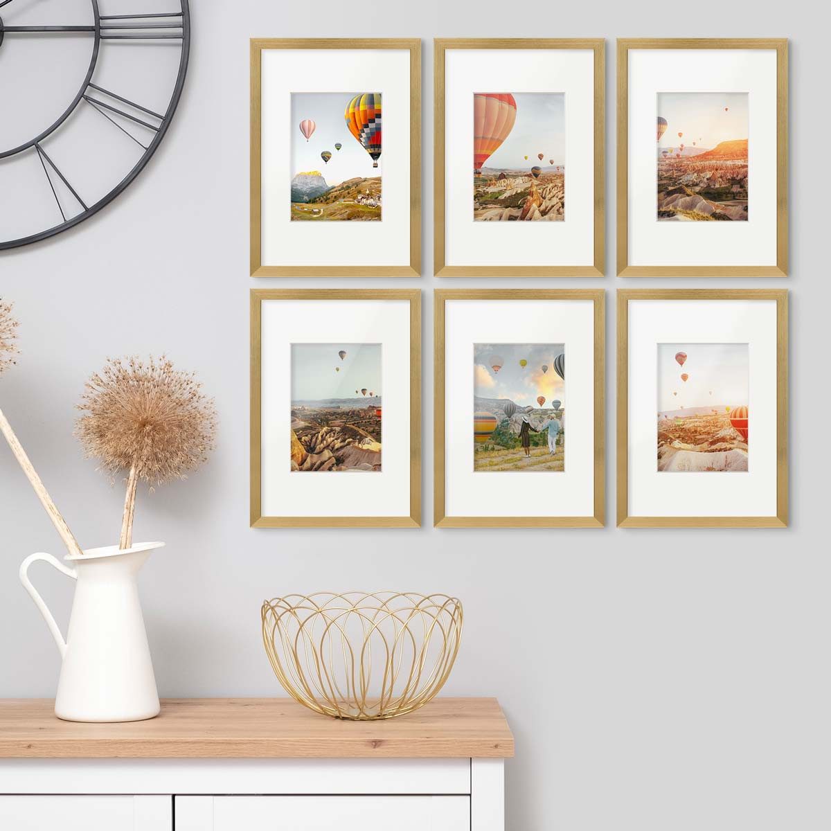 PHOTOLINI Bilderrahmen 6er Set 21x30 cm / A4 Modern Schmal mit Passepartout günstig online kaufen