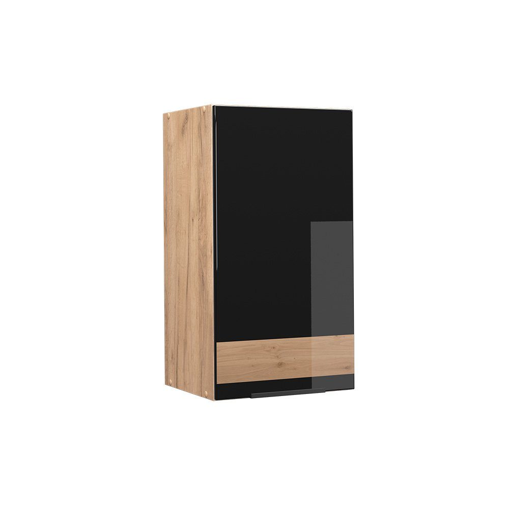 Vicco Hängeschrank Fame-Line, Schwarz Hochglanz/Goldkraft Eiche, günstig online kaufen