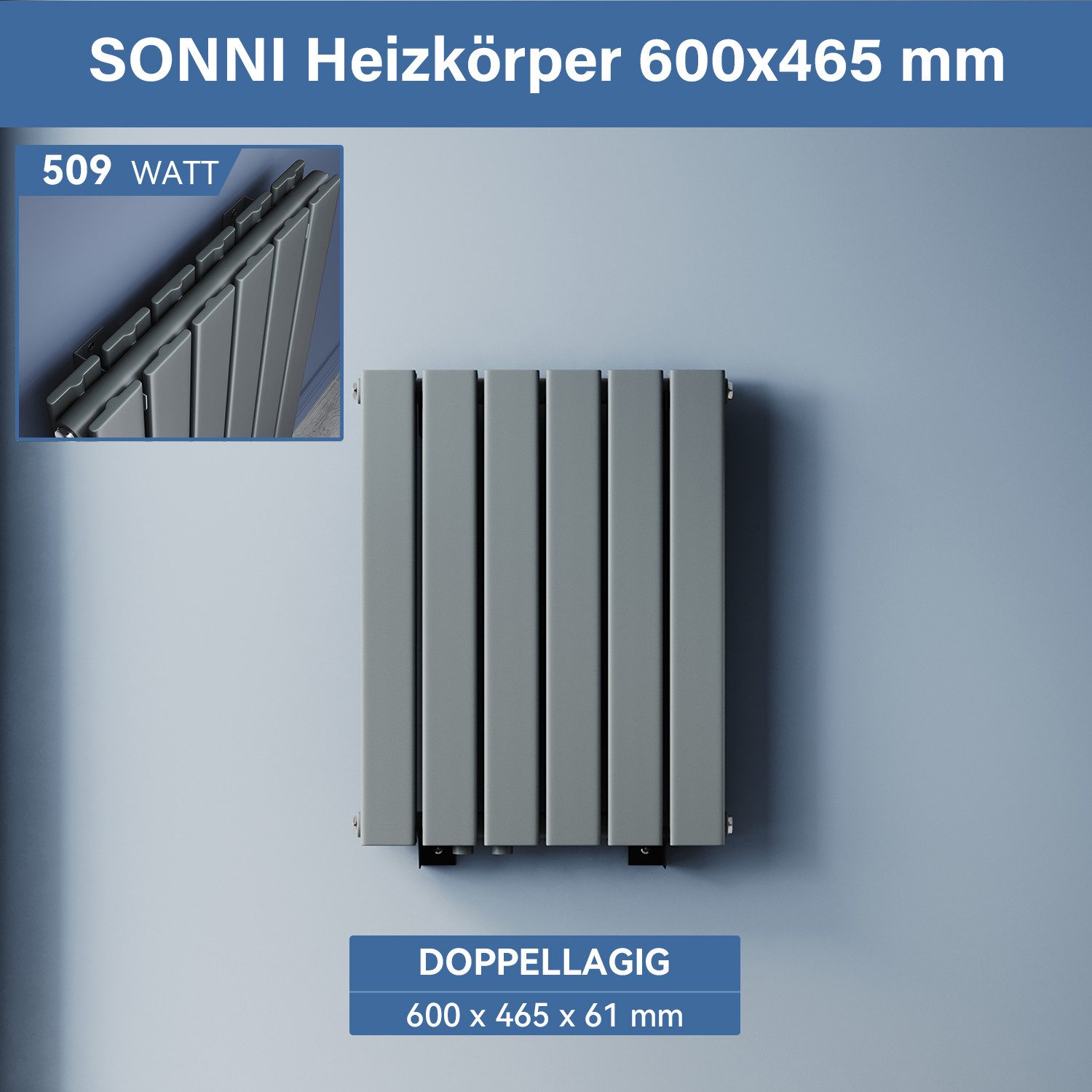 SONNI Designheizkörper Design Heizkörper Flach Anthrazit günstig online kaufen
