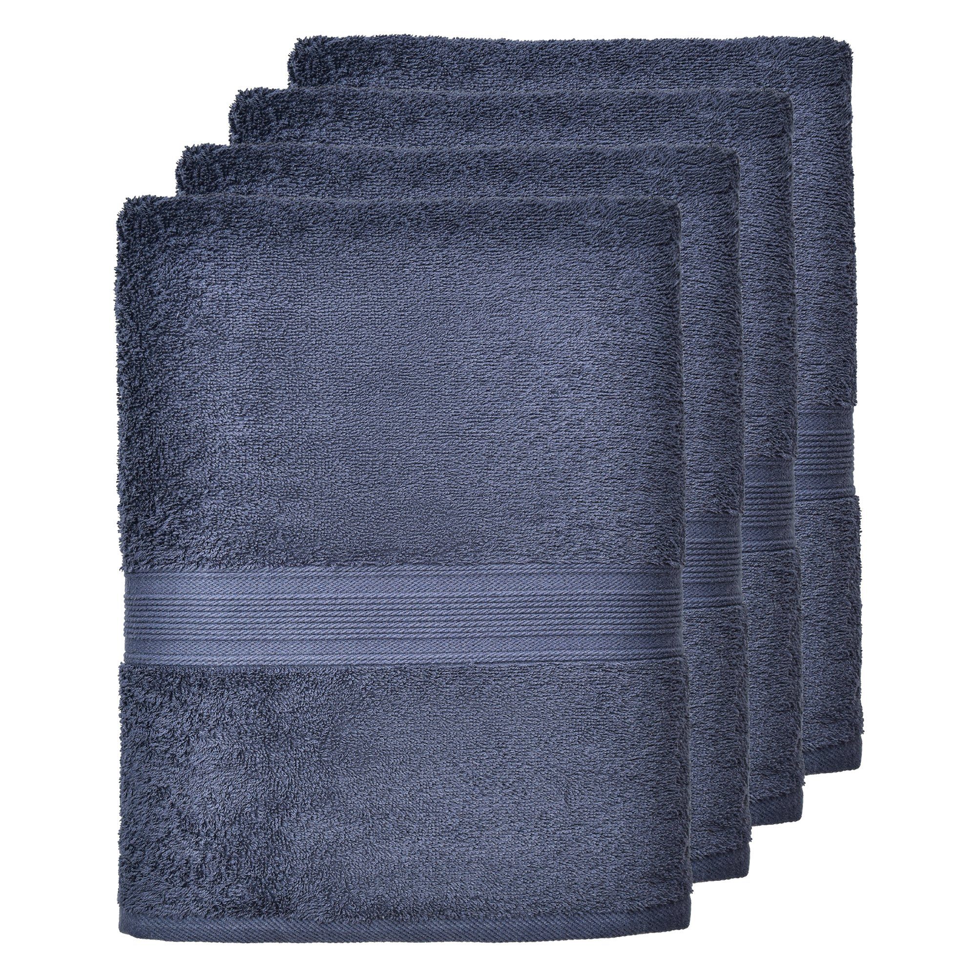 4er & Frottee 100 Set, Marine fusselfrei verarbeitet Handtuch leevitex® 50 / x Navyblau cm, hochwertig