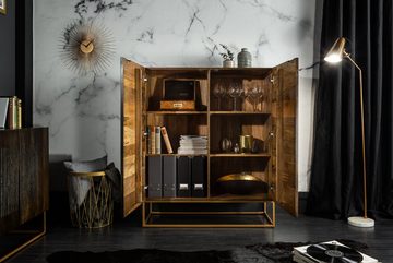 riess-ambiente Highboard ONYX 120cm dunkelbraun / gold (Einzelartikel, 1 St), Massivholz · Achat · Edelstein · Metall · Schrank · Wohnzimmer