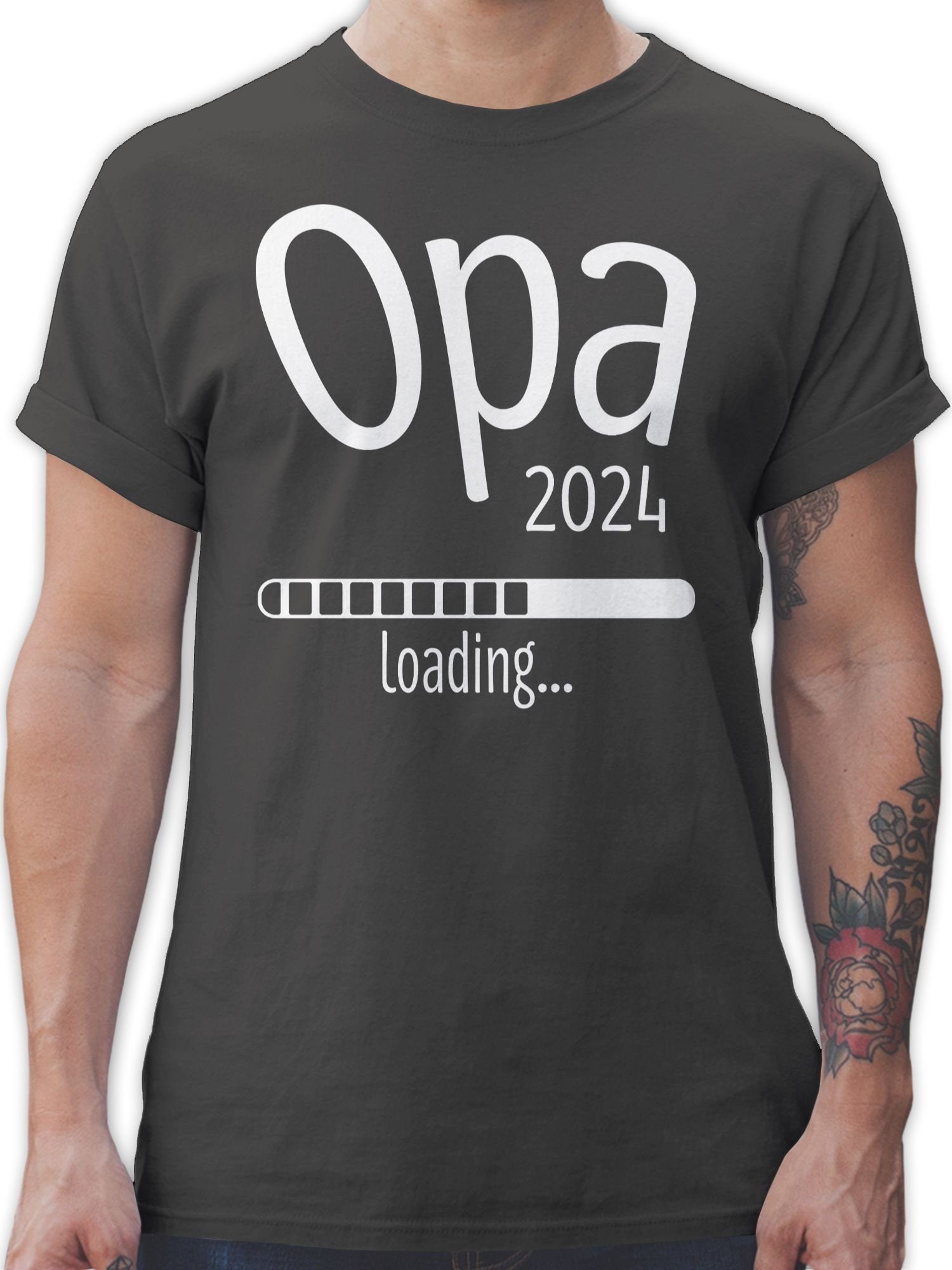 Shirtracer T-Shirt Opa 2024 loading Opa Geschenke 3 Dunkelgrau