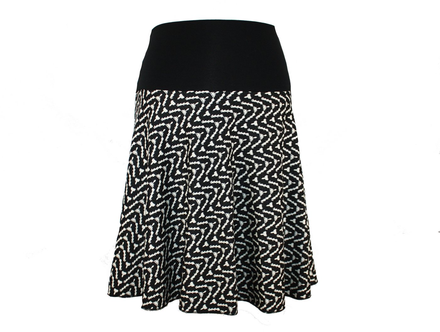dunkle design A-Linien-Rock Schwarz Ecru Grün 57cm Jacquard Strick elastischer Bund