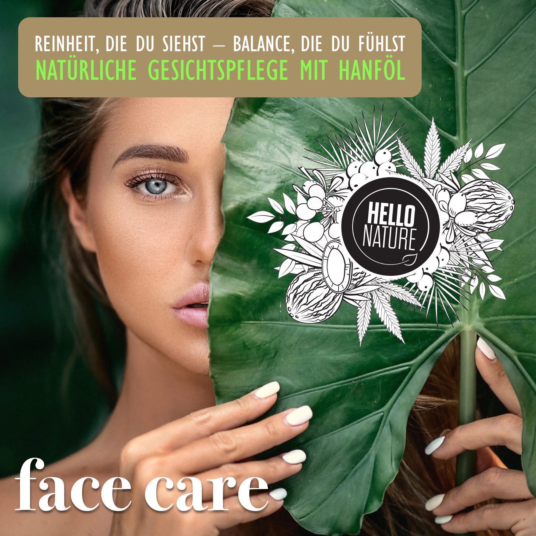 Hello Nature Make-up-Entferner Hello Nature Haut Gesicht Regeneration Reinigungsöl mit Hanföl, 1-tlg., Gesichtsreinigung, Gesichtspflege, Make-up, Cannabis