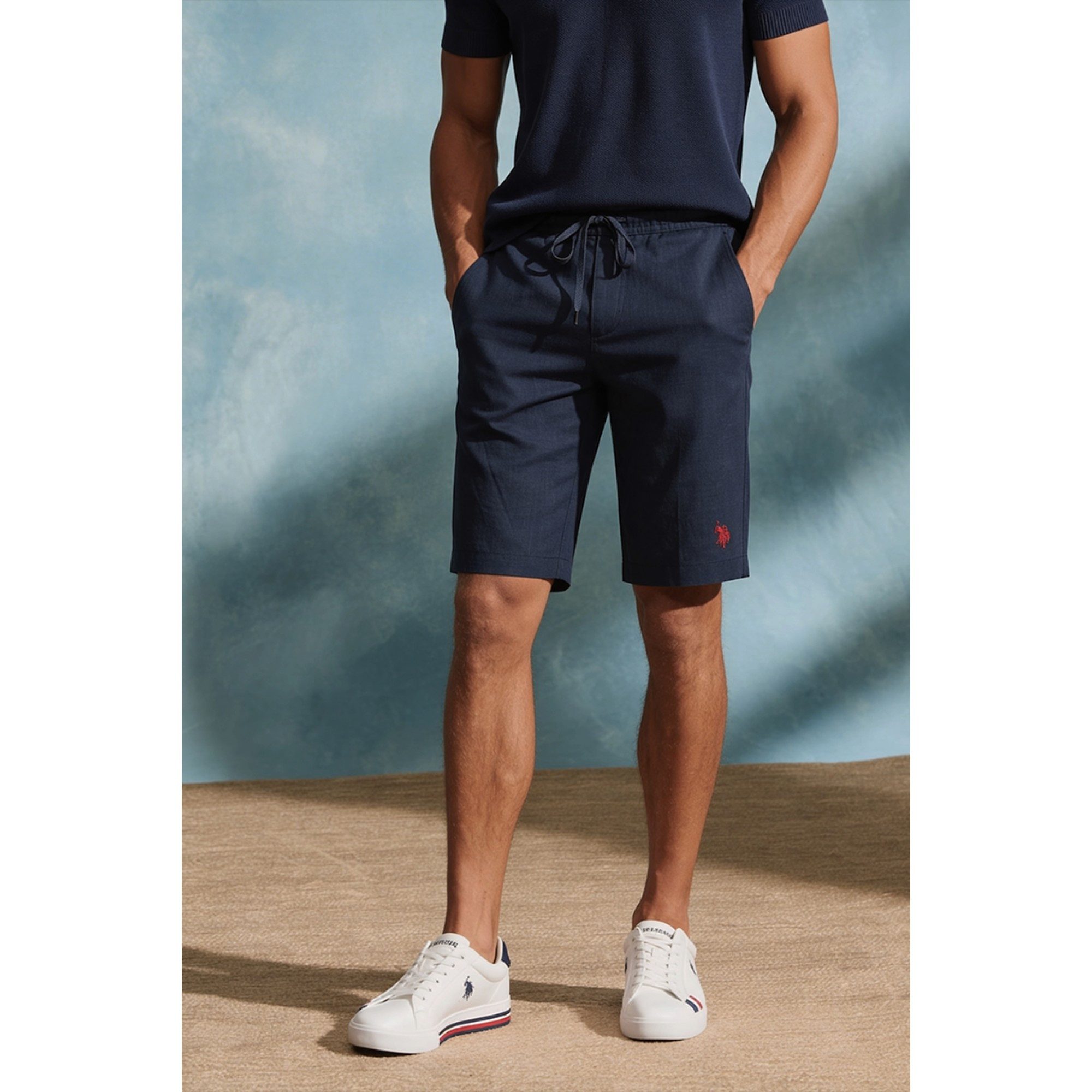 U.S. Polo Assn. Shorts Freizeithose Linen (Materialmix) kurz navyblau Herren