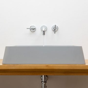 wohnfreuden Aufsatzwaschbecken Terrazzo Waschbecken ZOID 60 cm grau eckig (Kein Set), 4_125807