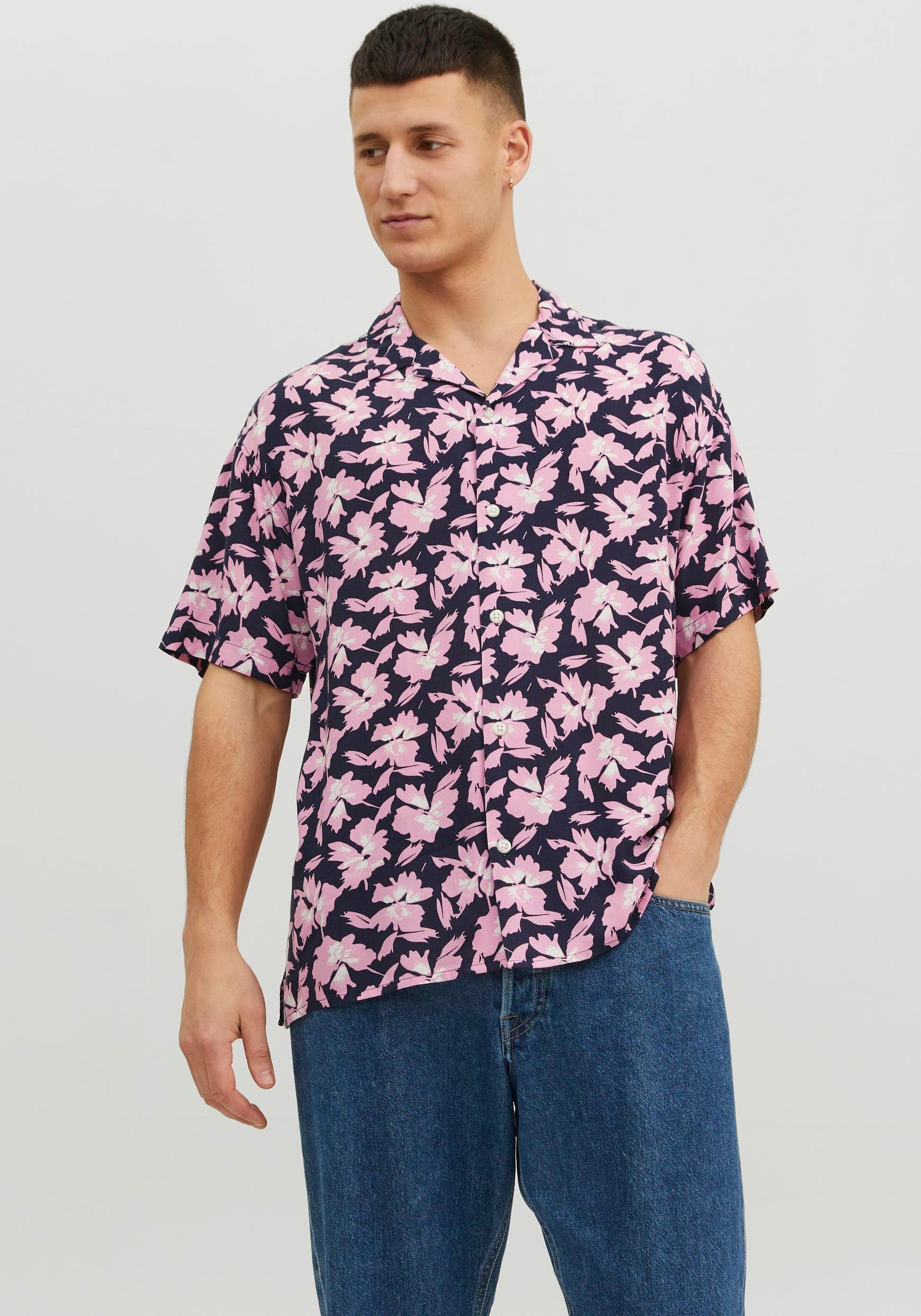Jack & Jones Kurzarmhemd JORLUKE PALMA AOP RESORT SHIRT SS LN Prism Pink | Hemden