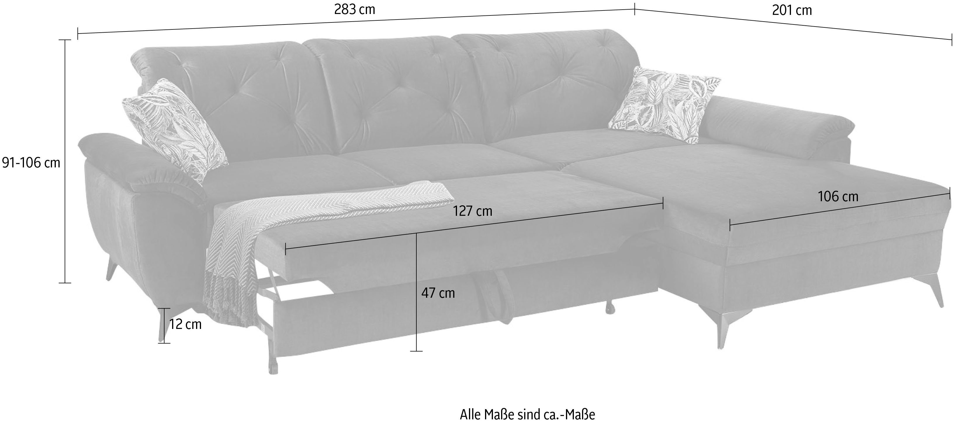 Jockenhöfer Gruppe Ecksofa Studio, 3 individuell, Kopftützen, | dunkelgrün dunkelgrün Bettfunktion, verstellbare Relaxfunktion