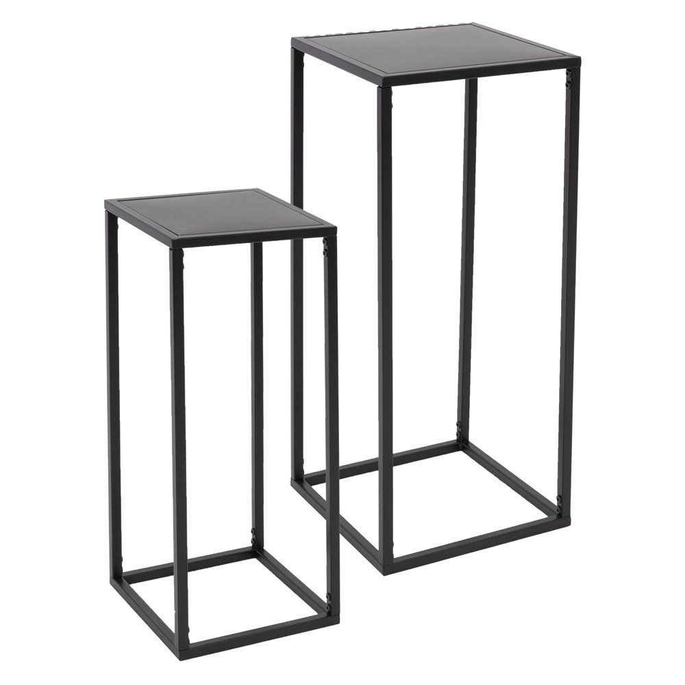 ML-DESIGN Blumenständer Pflanzenständer Set aus Metall Pflanztopf Deko Blumenhocker (2 St), Blumentopfständer Schwarz Wetterfeste und robuste Blumentopfhalter