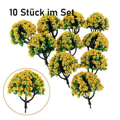 Amy too Modelleisenbahn-Baum H0 Bäume mit Blüte gelb, Spur H0, N, (10-tlg), 10er Spar Set