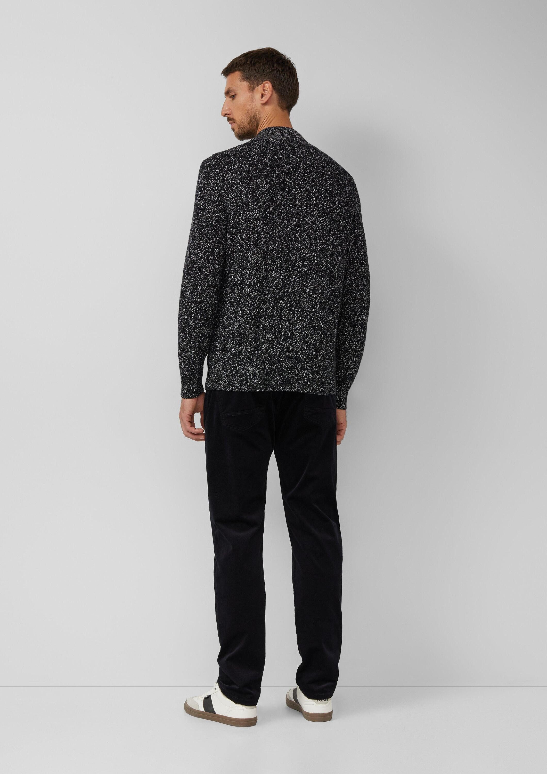 s.Oliver Cardigan Strickjacke Bi-Colour Strickjacke mit Zopfmuster und Stehkragen