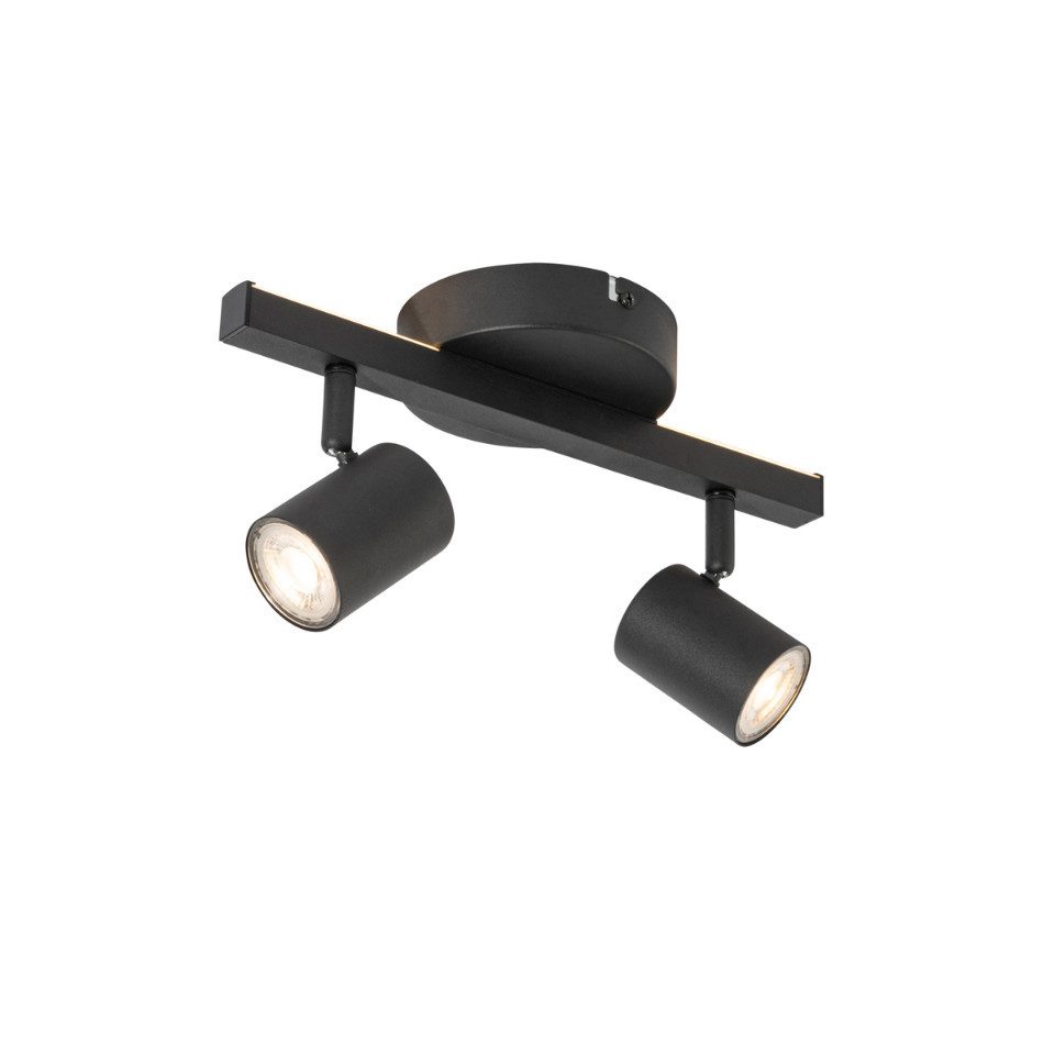Qazqa LED Aufbaustrahler Back up, LED fest integriert, Extra-Warmweiß, QAZQA Aufbau­spot, integrated, Schwarz, Stahl, Modern