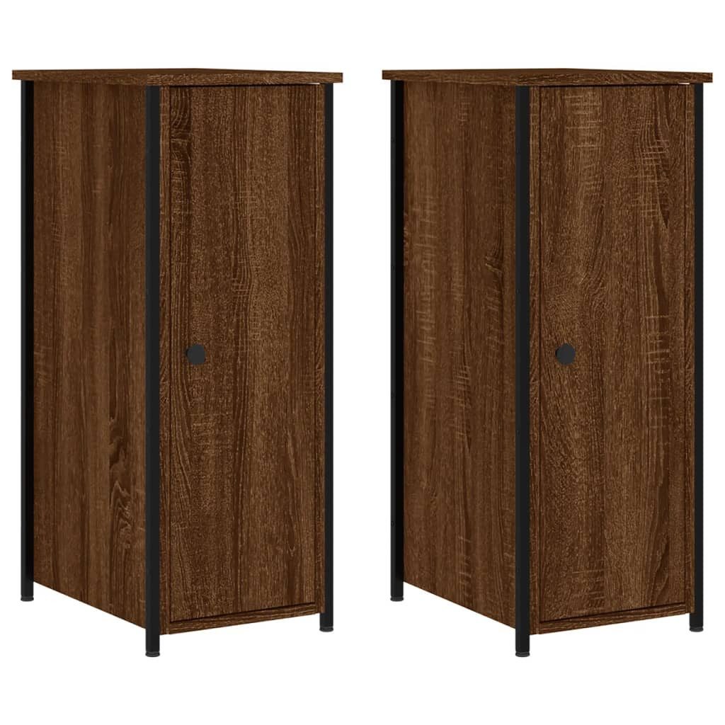 vidaXL Nachttisch Nachttische 2 Stk. Braun Eichen-Optik 32x42x80 cm Holzwerkstoff (2-St)