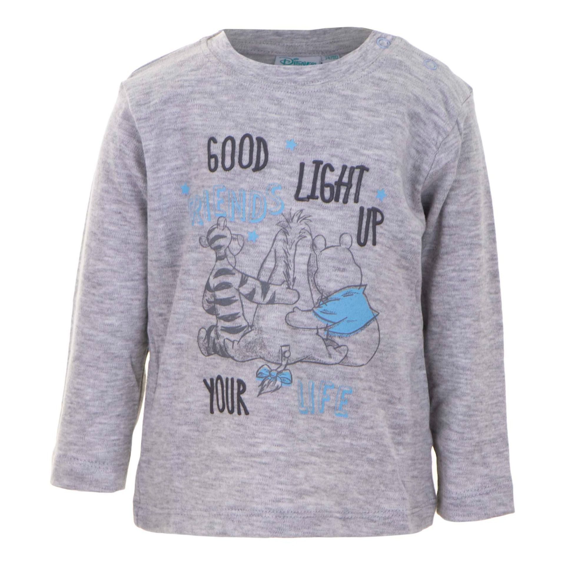 Disney Winnie Puuh 2-in-1-Langarmshirt Winnie the Pooh Babyshirts Grau 2er Pack Langarm 100% Baumwolle