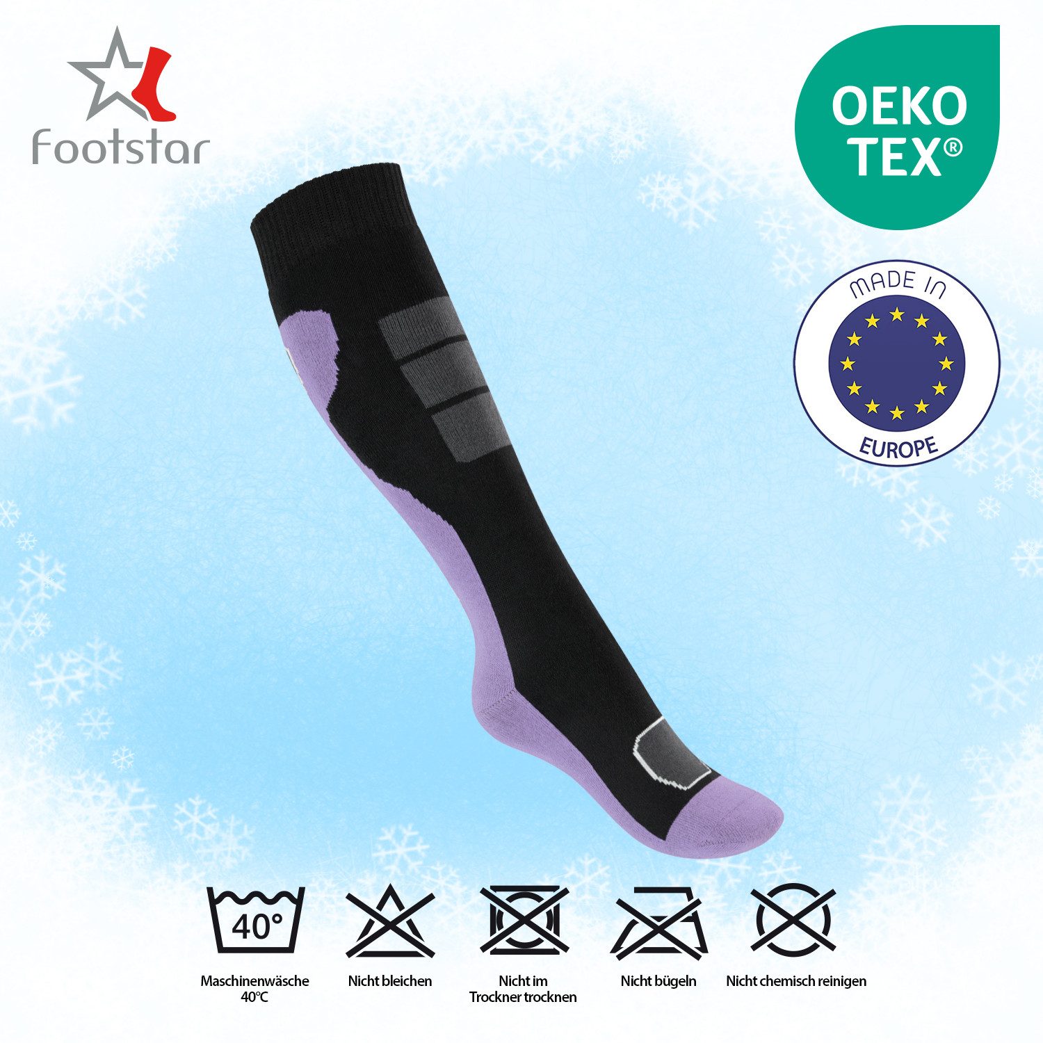 Footstar Thermosocken Bunte Kinder Outdoor Kniestrümpfe (6 Paar) Thermo Strümpfe