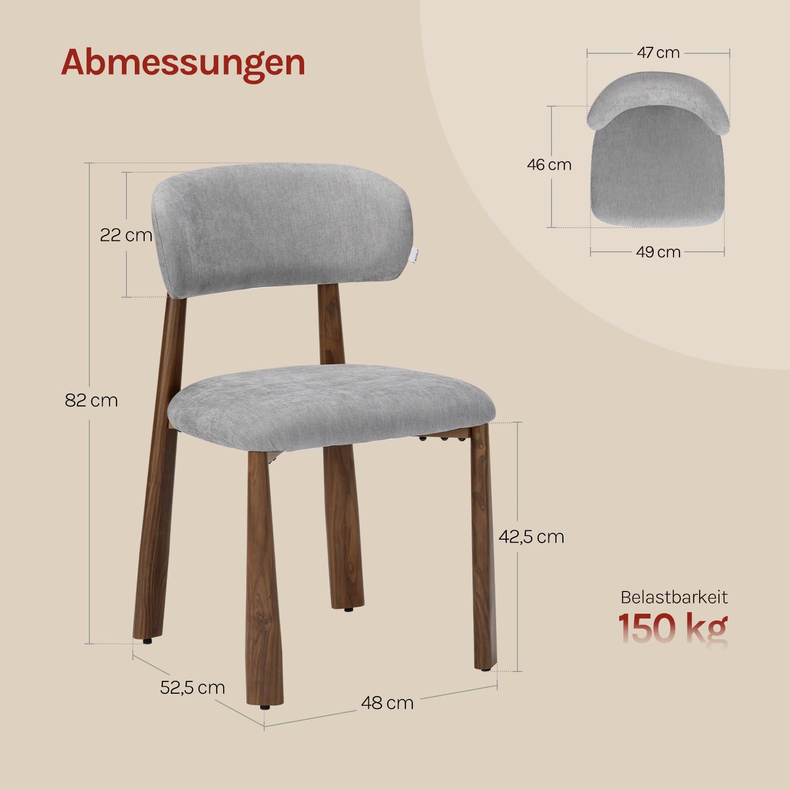 Woltu Esszimmerstuhl (2 St), Moderne gepolsterte Stühle mit Chenille-Stoffbezug und Metallgestell